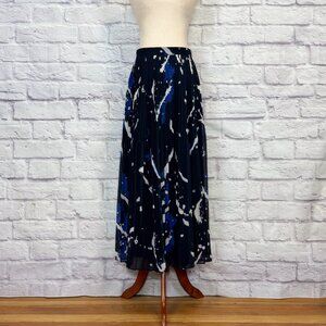 Crea Concept Black Abstract Print Pleated Maxi Skirt